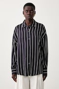 Guess košile dámská s viskózou DOMINIQUE námořnická modrá pruhovaná W6YH21 W2944