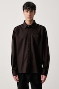 rag & bone koszula męska z wełną brązowa gładka RVC026FSMWO