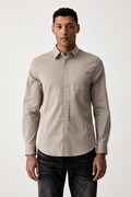 Guess koszula męska bawełniana z elastanem beżowa w kratkę M6BH39 W4287