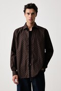 Karl Lagerfeld koszula męska bawełniana brązowa monogram 564695.605000