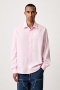 Lacoste camicia oxford in cotone rosa liscia CH8729