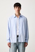 Lacoste cămașă oxford din bumbac albastră simplă CH8729