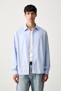 Lacoste cămașă oxford din bumbac albastră simplă CH8729