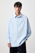 MM6 Maison Margiela koszula męska bawełniana niebieska gładka SH0DT0051-M35256