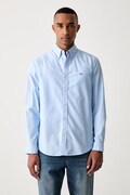 Tommy Jeans πουκάμισο ανδρικό βαμβακερό μπλε απλό DM0DM23711