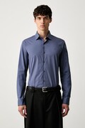 Calvin Klein koszula męska bawełniana z elastanem granatowa gładka LV019EU189