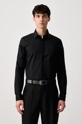 Calvin Klein koszula męska bawełniana z elastanem czarna gładka LV019EU162