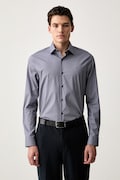 Calvin Klein koszula męska bawełniana z elastanem granatowa LV019EU153