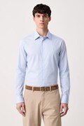 Trussardi koszula męska bawełniana niebieska gładka 5050N000092N