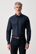 Trussardi koszula męska bawełniana z elastanem granatowa gładka 5004N000052N