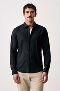 Trussardi koszula męska bawełniana z elastanem czarna gładka 5004N000052N