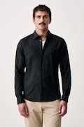 Trussardi koszula męska bawełniana z elastanem czarna gładka 5004N000052N
