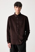 Fred Perry koszula męska bawełniana brązowa gładka M3462