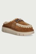 Mou papuče za žene od brušene kože Bounce Clog Metal Logo smeđe MU.FW531001A