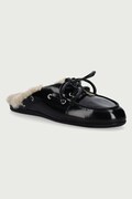 Posa papuci de casă pentru femei din piele Boat Loafer Mule negri PW104.600