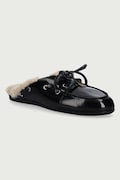 Posa papuci de casă pentru femei din piele Boat Loafer Mule negri PW104.600