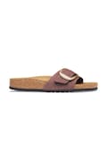 Birkenstock klapki damskie nubukowe Madrid Big Buckle Nubuck Leather różowe 1033145