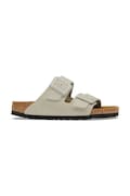 Birkenstock klapki damskie zamszowe Arizona Suede Cushion Buckle beżowe 1033088