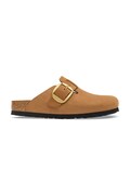 Birkenstock natikači ženski nubuk Boston Big Buckle Nubuck Leather rjavi 1032949