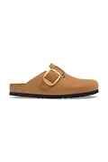 Birkenstock natikači ženski nubuk Boston Big Buckle Nubuck Leather rjavi 1032949