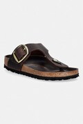 Birkenstock джапанки дамски от кожа Gizeh Big Buckle Oiled Leather кафяви 1032934