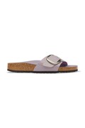 Birkenstock šľapky dámske kožené Madrid Big Buckle Natural Leather Patent fialové 1032921