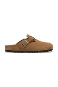 Birkenstock klapki mules damskie zamszowe Boston Suede Leather brązowe 1032795