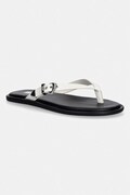 Tommy Jeans šľapky dámske kožené TJW FLAT LEATHER SANDALS béžové EN0EN03096