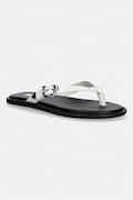 Tommy Jeans šľapky dámske kožené TJW FLAT LEATHER SANDALS béžové EN0EN03096