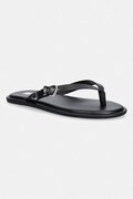 Tommy Jeans šľapky dámske kožené TJW FLAT LEATHER SANDALS čierne EN0EN03096