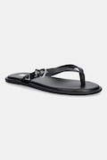 Tommy Jeans šľapky dámske kožené TJW FLAT LEATHER SANDALS čierne EN0EN03096