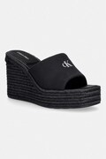 Calvin Klein klapki damskie WEDGE ESPAD 70 CANVAS MG czarne HW0HW03282