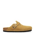 Birkenstock klapki z zakrytymi palcami zamszowe Boston Soft Footbed Suede Leather brązowe 1033122