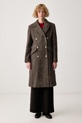 DKNY płaszcz damski z wełną brązowy DLEMWZ36