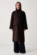 Kaos płaszcz damski z wełną brązowy SI1NT006
