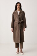 Weekend Max Mara płaszcz damski z wełną WKDBRONTE brązowy 2625016112600