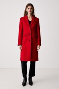 Tommy Hilfiger eleganten plašč ženski z volno rdeč WW0WW51106
