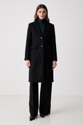 Tommy Hilfiger eleganten plašč ženski z volno črn WW0WW51106