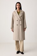 United Colors of Benetton παλτό γυναικείο με μαλλί μπεζ 28F7DN0AN