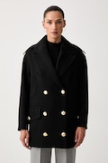 Elisabetta Franchi elegancki płaszcz damski czarny CP00766E2