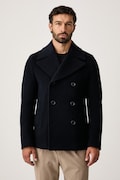 BOSS plášť pánsky s vlnou H-Hyde-Peacoat-264 tmavomodrý 50576464