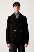 BOSS plášť pánsky s vlnou H-Hyde-Peacoat-264 čierny 50576464