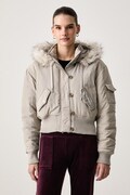 Juicy Couture kurtka damska CAMILLE REBELLE NYLON beżowa JCOIJ226553