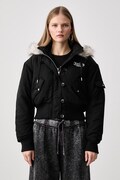 Juicy Couture kurtka damska CAMILLE REBELLE NYLON czarna JCOIJ226553