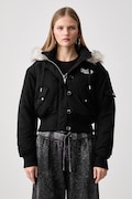 Juicy Couture kurtka damska CAMILLE REBELLE NYLON czarna JCOIJ226553