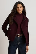 Lauren Ralph Lauren krótki płaszcz damski z wełną bordowy 297P04149