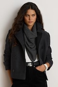 Lauren Ralph Lauren krótki płaszcz damski z wełną szary 297P04149