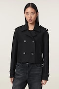 AllSaints krótka kurtka damska z wełną LOWLA czarna W015OF