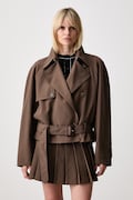 MM6 Maison Margiela krótki trencz damski z wełną brązowy S52AM0361-M35436