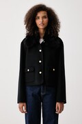 Tommy Hilfiger jachetă scurtă pentru femei cu amestec de lână neagră WW0WW52914
